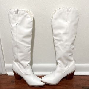 White Knee High Boots